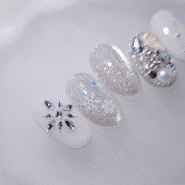 Winter Dawn Starlight Handmade Nail Tips - Round Short / 겨울새벽별빛 수제네일팁 - 라운드숏