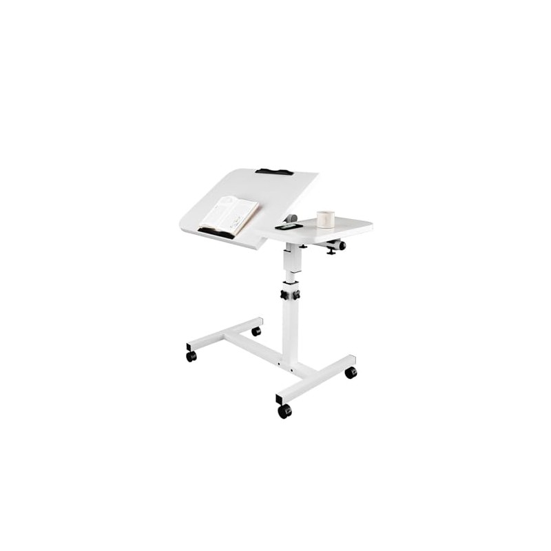 Overbed Table with 4 Wheels - Height Adjustable Hospital Table