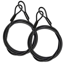 Loop Cable, Steel Cable with Eyelets, 2 Metres Long, 4 mm Thick with Plastic Sheath, for Bicycles, Cable Locks, Trailers (Pack of 2, Black)
