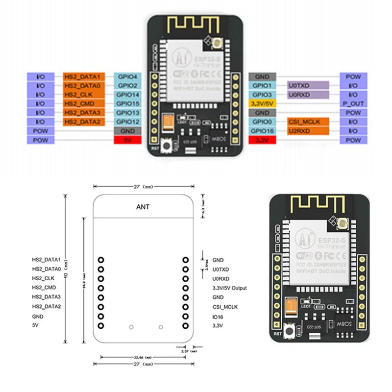 ARCELI ESP32-CAM WiFi Bluetooth Module, Camera Module USB C Development