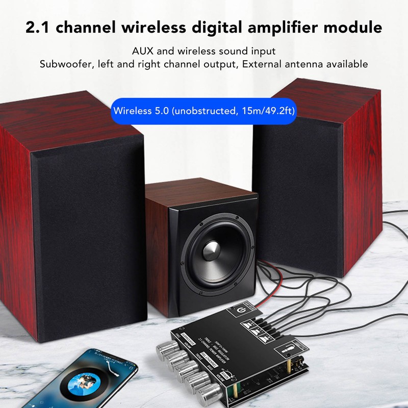 ZK MT21 Bluetooth Power Amplifier Board 2.1 Channel DC 12V‑24V