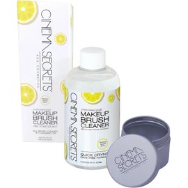 Cinema Secrets Limpiador de brochas de maquillaje Pro Starter Kit de 8 onzas + lata, limón