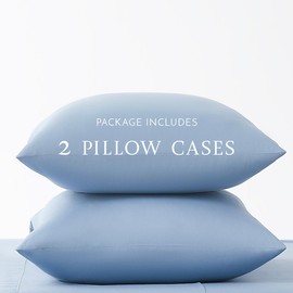 Linen Closet Luxury Cotton Percale Standard Pillowcases, Set of 2, Blue