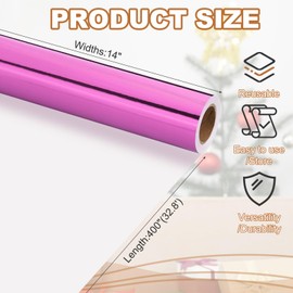 PATIKIL Metallic Wrapping Paper, 14 Inch x 400 Inch(32.8Ft) Foil Wrapping Paper Matte Gift Wrapping Paper Roll 120 GSM for Gift Christmas Wedding Birthday Women Men, Purple