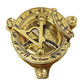 Nautical Sundial Compass - Solid Brass Sun Dial 3" Brass Sundial Compass Nautical Decor Big Brass Triangle Sundial Compass with Adjustable Screw Legs