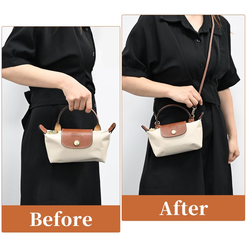 DARENYI Longchamp Mini Bag Strap Leather Replace Brown Adjustable Longchamp