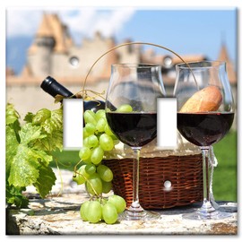 Art Plates 2 Gang Toggle Decorative Metal Wall Plate - Wine by the Castle - (Made in USA)