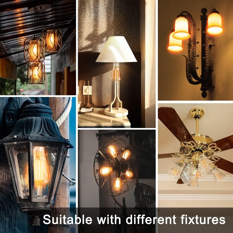 TJOY 12 Pack Vintage LED Edison Amber Light Bulbs, 60W