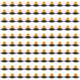 100Pcs 4/7 Barb Valve Irrigation Mini Pipe Water Valve Through Type Valve Misting Tube Valve for Garden Seeding Cultivation Irrigation