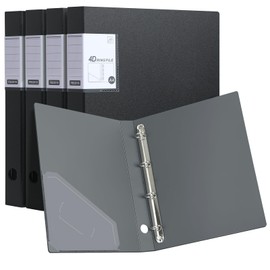 SOYIRI 4 Ring Binders,4 Pack D Ring Binder A4 for School, Office(Black)
