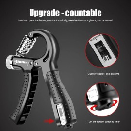 Unbranded Hand Grip Strength Power Trainer Gripper Strengthener Adjustable Gym Exerciser - Gray/Black