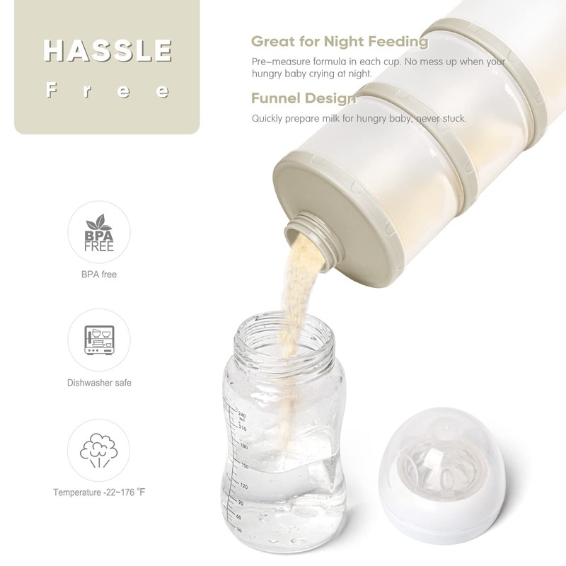 Termichy Stackable Formula Dispenser Portable Milk Powder Container, 2 Pack,