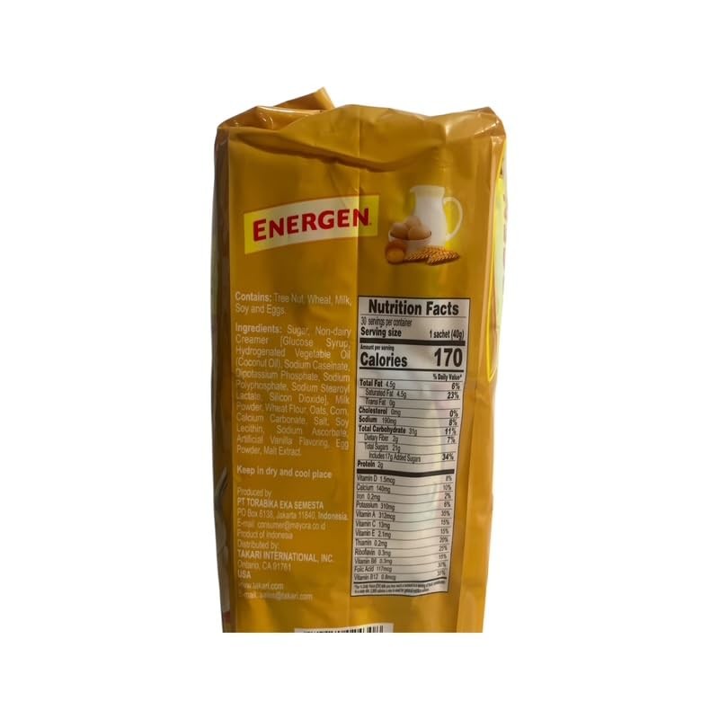 Energen Cereal Drink Mix, Vanilla Flavor, 2 Pack(60 sachets)