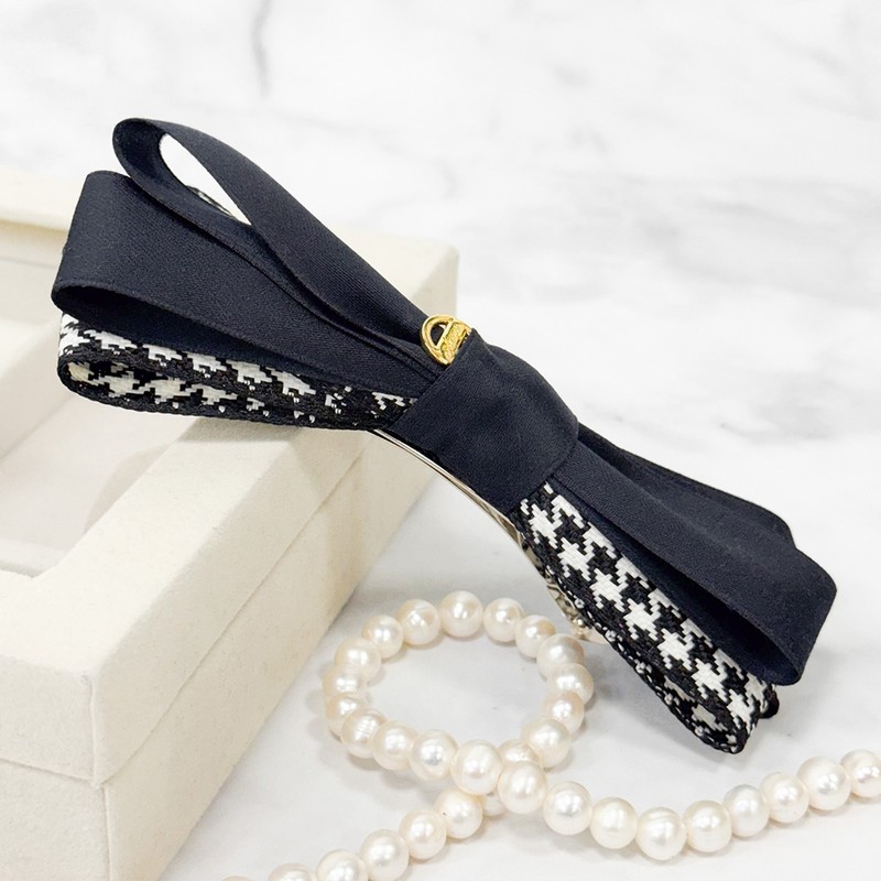 Burnaby layered houndstooth ribbon hairpin 10cm / 버나비 레이어드 하운드투스