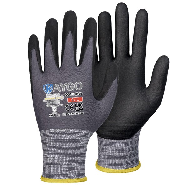 KAYGO KG18N Work Gloves for Men, 3 Pairs, Micro Foam