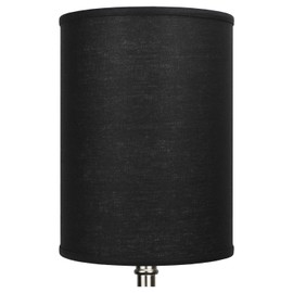 FenchelShades.com Lampshade 11" Top Diameter x 11" Bottom Diameter 15" Height Cylinder Drum USA Made (Designer Linen Black)