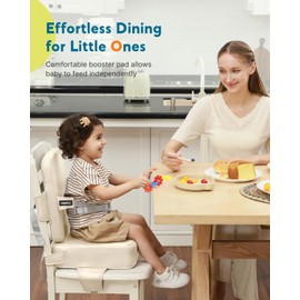 HOMEAL Toddler Booster Seat for Dining Table - Toddler Dining Cushion with Wipeable Surface -Booster Seat for Kitchen Chair with Easy-Install Straps - Breathable Fabric - Beige