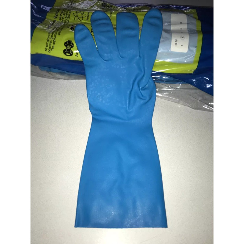 MARIGOLD DOZEN Marigold Industrial 12" Blue Rubber Gloves 317F Size