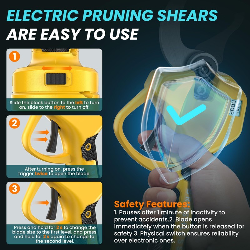 Electric Pruning Shears Cordless Pruner Shears Brushless 2.0 Inch Cutting