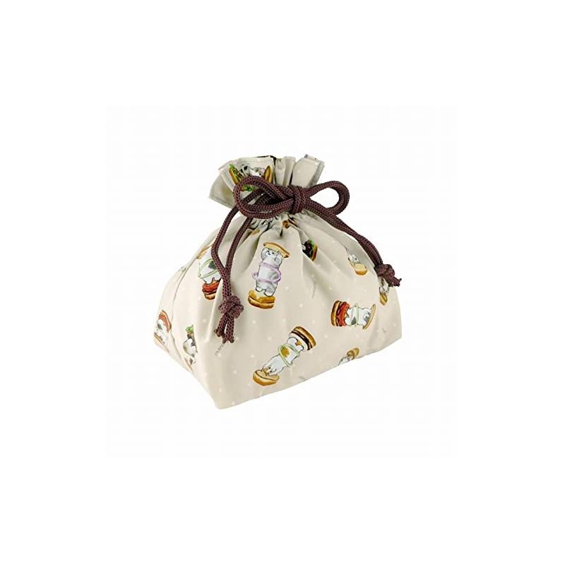 Toa Metal Mofusand 53-3062 Lunch Drawstring Bag, Hamburger Nyan, Beige