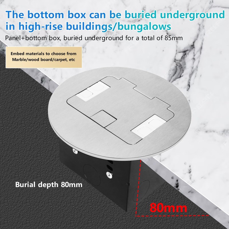 KYHSHJ Recessed Circular Floor Socket Kit with 2 * 20A