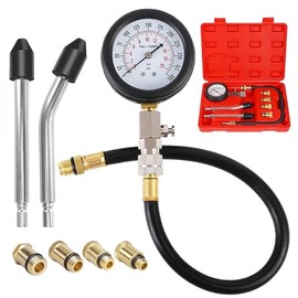 Kit Medidor Profesional de Compresión, 8pcs Compresión de Motor Profesional, Kit de Probador de Compresión de 0 a 300 Psi para Motor de Gasolina. Apto para Coches, Camiones y Motos (negro)