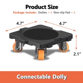 ONEON Add-on 4Pack Connectable Dolly Furniture Movers with 360° Rotating Wheels with Bearing