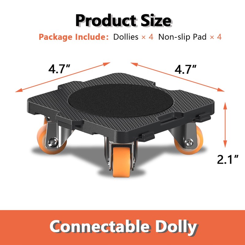 ONEON Add-on 4Pack Connectable Dolly Furniture Movers with 360° Rotating