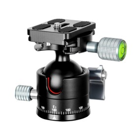 Koolehaoda Low Profile Kugelkopf 36mm Panorama Stativkopf 360° drehbar mit 1/4" Schraube Schnellwechselplatte für DSLR Kameras Stative Einbeinstative Camcorder-Schieber, Max. Belastung 15kg - E2