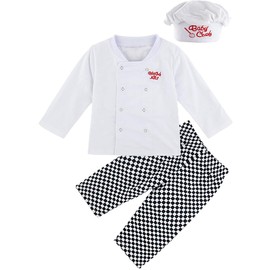MOMBEBE COSLAND Baby Boys Chef Costumes 3 Pieces Sets (18-24 Months, White)