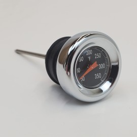 Chrome Oil Tank Dipstick w/Oil Temperature Gauge - Black Gauge Face - Fits 1970-1984 FL 4 spd, 1971-1985 FX, 1980-1991 Tour Glide FLT, 1982-1994 FXR & 1970-1978 Sportster XLCH - Replaces HD# 62666-87T
