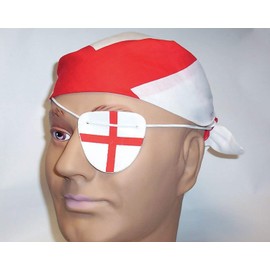Bristol Novelty MD144 England Bandana and Eye Patch, Unisex-Adult, White/Red, One Size