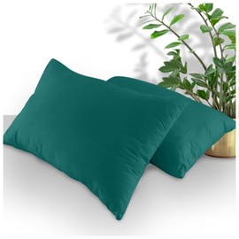 GC GAVENO CAVAILIA | Housewife Percale Pillow Cases (2 Pack) - Super Soft Cozy Plain Dyed Pillowcases - Non Iron Polycotton Percale Bedding Pillow Case | Deep Teal
