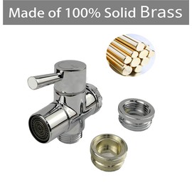 All Brass Faucet Diverter Valve with Aerator, Sink to Garden Hose Diverter Adapter, for Bathroom/Kitchen Sink Faucet Connection Portable Washing Machine/Dishwasher (G1/2 * 3/4", Chrome)