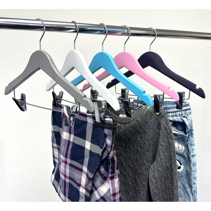 Kids Hangers with Metal Clips Pant Bar 4T-10 (Air Blue)