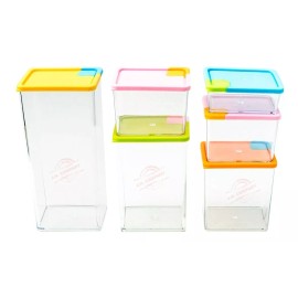J.H. Company Set 6 Pcs Contenedores Plastico Recipiente Para Cocina 9626