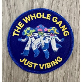 psych The Whole Gang Just Vibing Mushroom Hunting Club Shroom Trippy Iron On Patch 3”