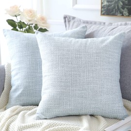 Artscope Cushion Covers Set of 2 Linen Decorative Square Pillowcases Pillow Covers 45x45cm for Home Decor Sofa Bedroom Car (Blue Gray, 18x18)