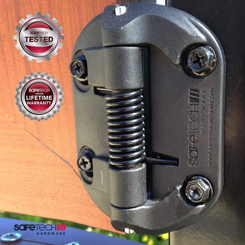 Safetech Hardware Self Closing Gate Hinges, Fixed Tension Pool &