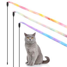3 Pieces Jungle Cat Wand Cat Teaser Charmer Interactive Cat Toys Wand Fun Cat Kitten Kitty Playing Toy, 3 Styles