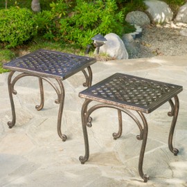 Christopher Knight Home Mckinley Outdoor Cast End Tables, 2-Pcs Set, Shiny Copper