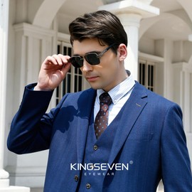 KINGSEVEN Aluminum Magnesium Square Polarized Sunglasses for Men Women Half-Frame Driving Sunglasses UV400 Protection 7666 (Gun gray)