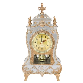 Vintage Table Clock, Antique Style Plastic Table Clock, Vintage Decorative Desk Clock for Living Room, Home and Hotel(White)