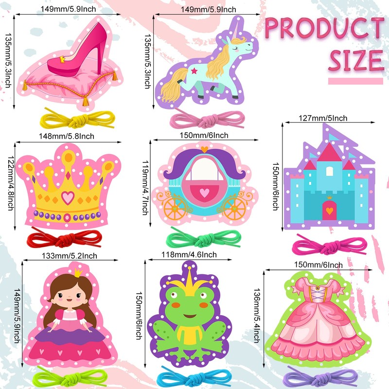 Zonon 8 Pieces Kids Lacing Cards Sewing Cards in 8