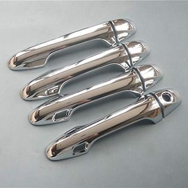 Sport Style Chrome Carbon Fiber Print Door Handle Cover Protector for Toyota Highlander 2014 2015 2016 2017 2018 2019 (Chrome)