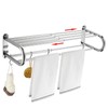 BESy Adjustable 15-25 Inch Towel Rack with Shelf for Bathroom