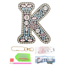 PATIKIL Diamond Art Keychains, 1 PCS Diamond Art Painting Letters Keychains Initial Alphabet Kit DIY Crystal Rhinestones Key Chain Double Sided 5D for Gift Christmas, K