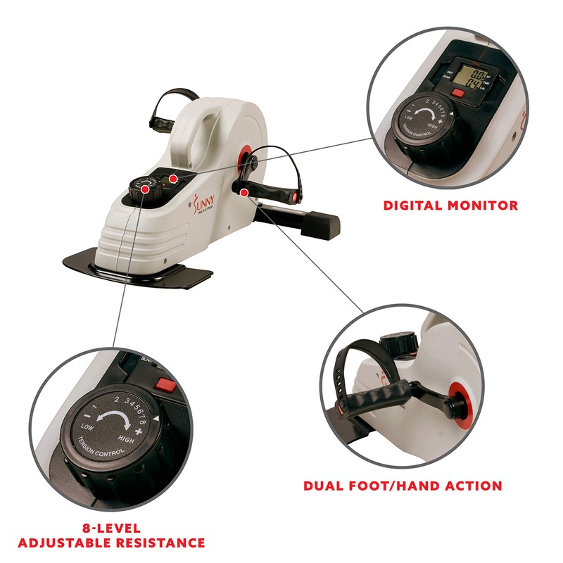 Sunny Health & Fitness Dual Function Magnetic Under Desk Pedal