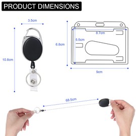 Vicloon Yo-Yo Key, Yo-Yo ID Card with ID Card Holder with Extra Strong Spring and Tear-Resistant Cord with Belt Clip for Card Holder, Key Cards
