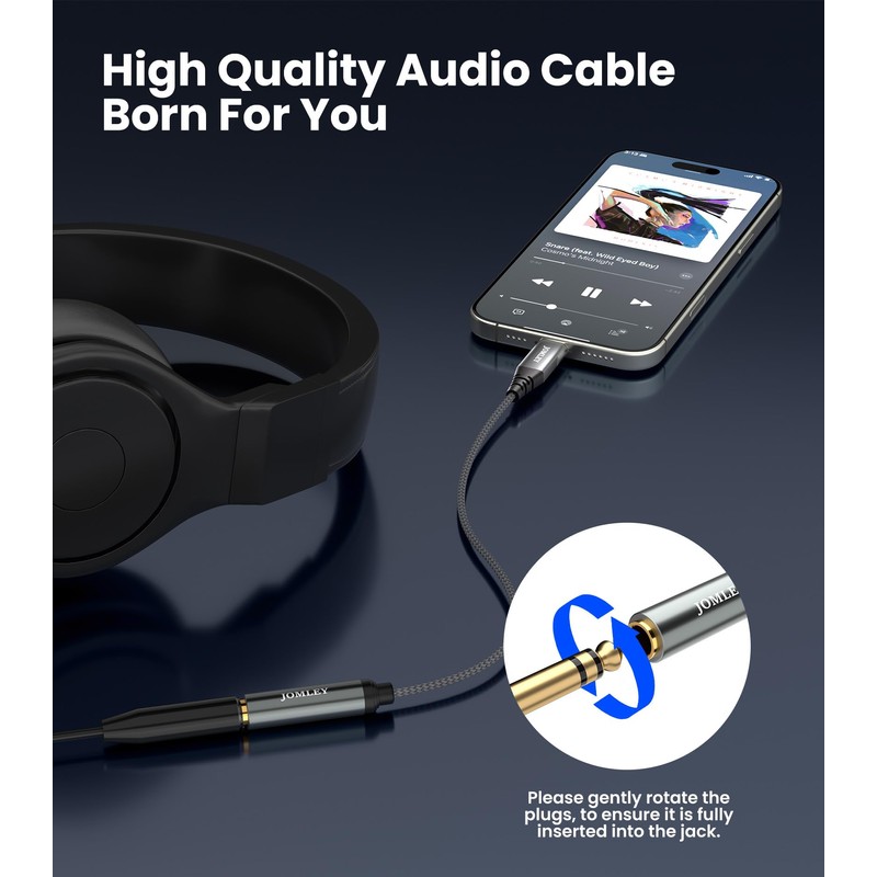 JOMLEY USB C to 1/4 Headphone Adapter 20CM, 1/4 Inch